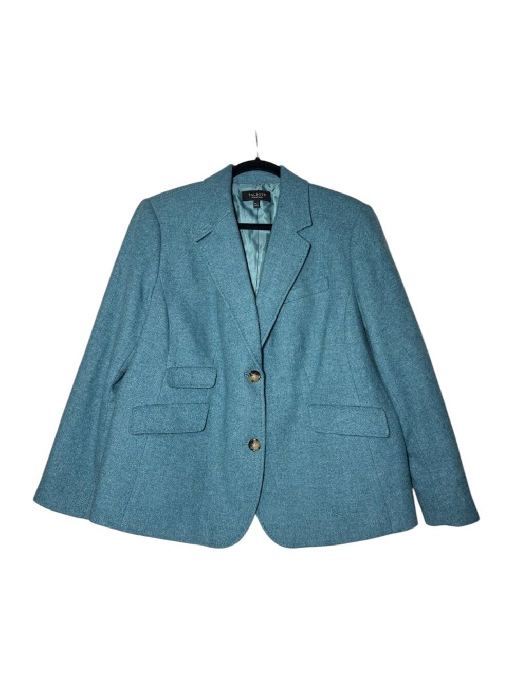 Talbots Wool Blend 2-Button Blazer Teal Size 18WP Plus Petite Careerwear Classic